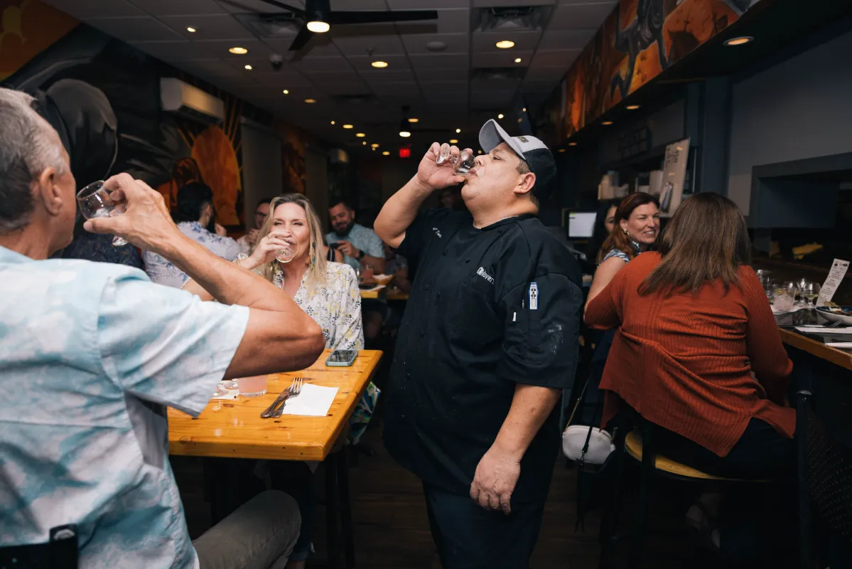 Guest having a great time at Leftovers Restaurant