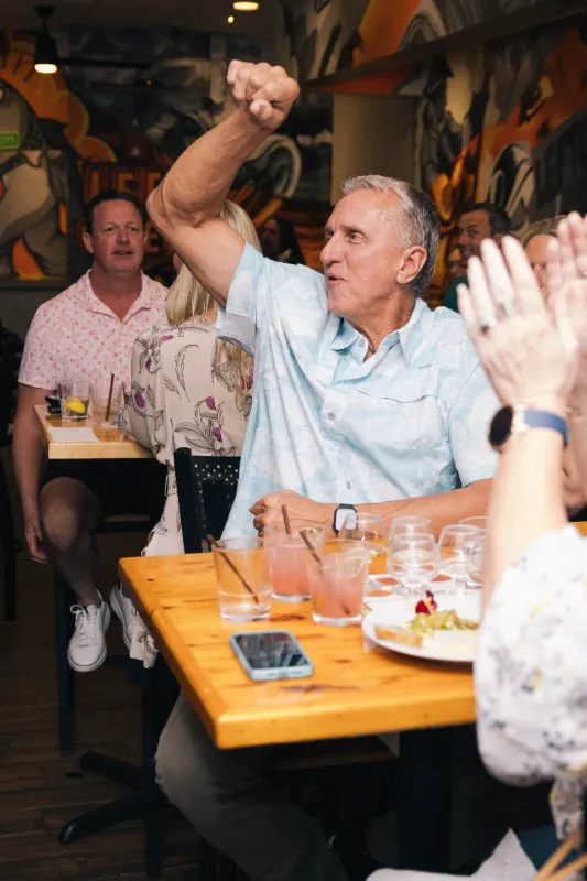 Guest having a great time at Leftovers Restaurant