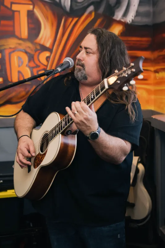 Musician singing at a special event